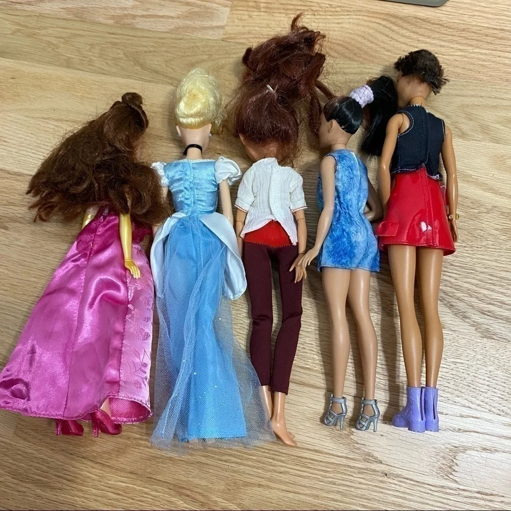 Barbie Disney Princess Doll Bundle Cinderella Belle Spirit Lucky Articulated